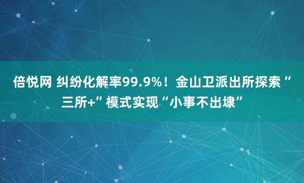 倍悦网 纠纷化解率99.9%！金山卫派出所探索“三所+”模式实现“小事不出埭”