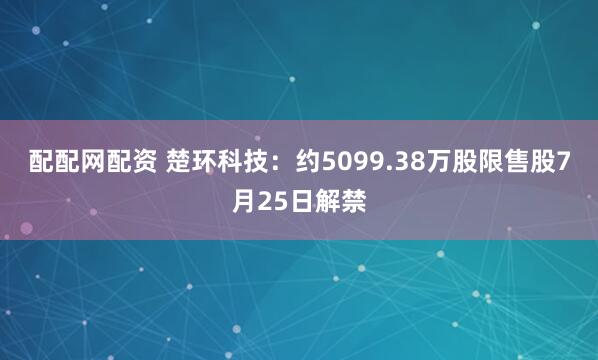 配配网配资 楚环科技：约5099.38万股限售股7月25日解禁