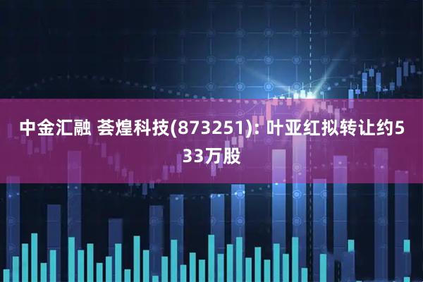 中金汇融 荟煌科技(873251): 叶亚红拟转让约533万股