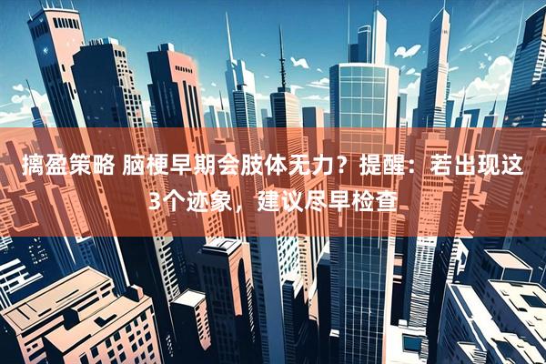 摛盈策略 脑梗早期会肢体无力？提醒：若出现这3个迹象，建议尽早检查